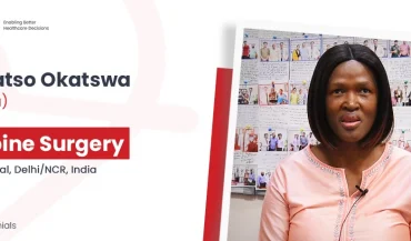 Mme Okatswa a subi une chirurgie de fusion vertébrale à l'hôpital Artemis, en Inde